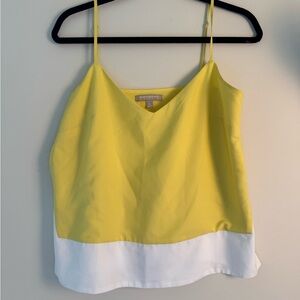 Banana Republic Yellow and White Sleeveless Camisole size Medium